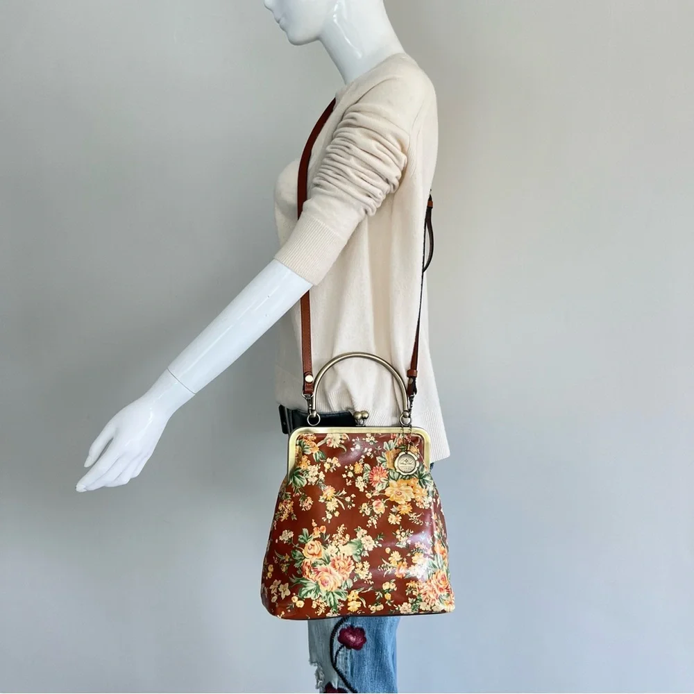 PATRICIA NASH Amalfitana Vintage Botanical Garden Leather Frame Shoulder Satchel